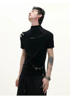 Metal Strap Design Slim T-Shirt - RIYOOO
