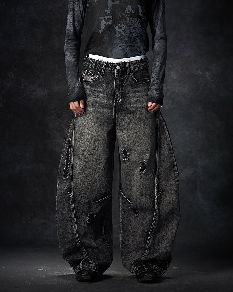 Riyooo Street Orbit Balloon Denim Pants