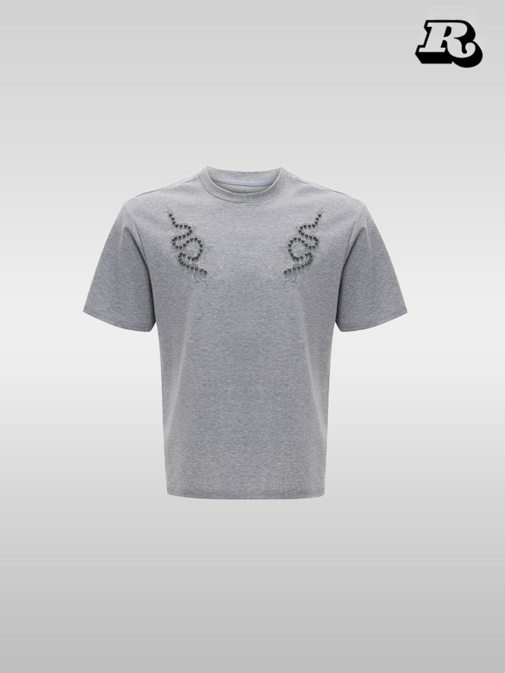 Metal Rivet Spine Slim T-Shirt - RIYOOO