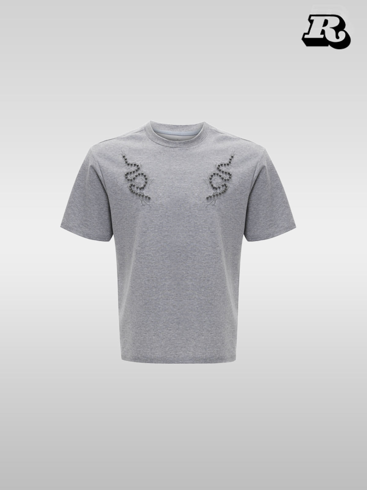 Metal Rivet Spine Slim T-Shirt - RIYOOO