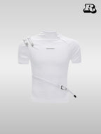 Metal Strap Design Slim T-Shirt - RIYOOO