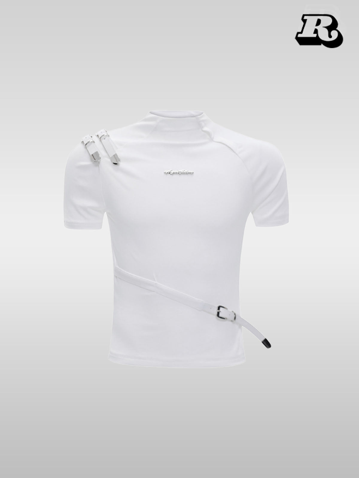 Metal Strap Design Slim T-Shirt - RIYOOO
