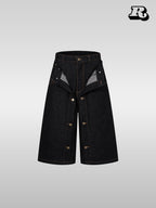 American Vintage Double-Waist Cropped Denim Pants - RIYOOO