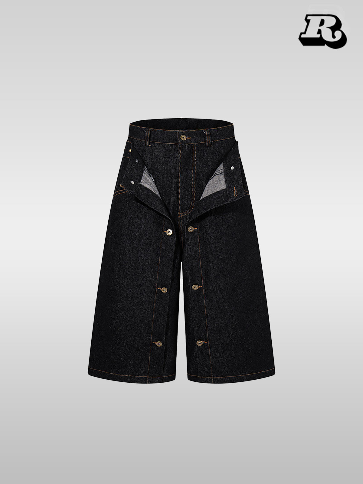 American Vintage Double-Waist Cropped Denim Pants - RIYOOO
