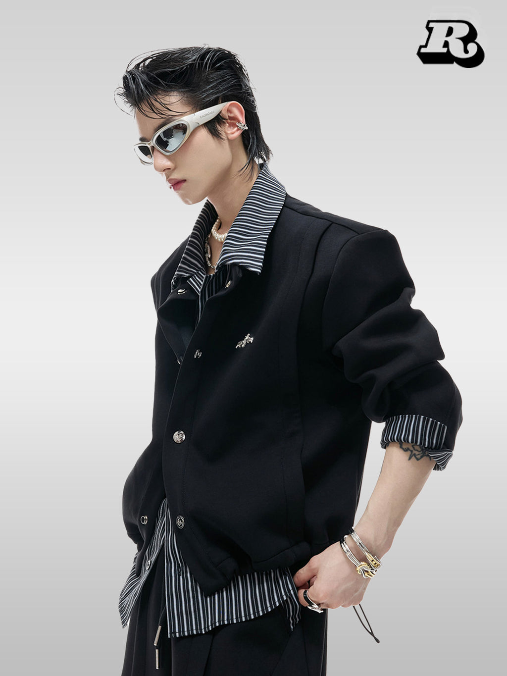 Faux Two-Piece Check Shirt - RIYOOO