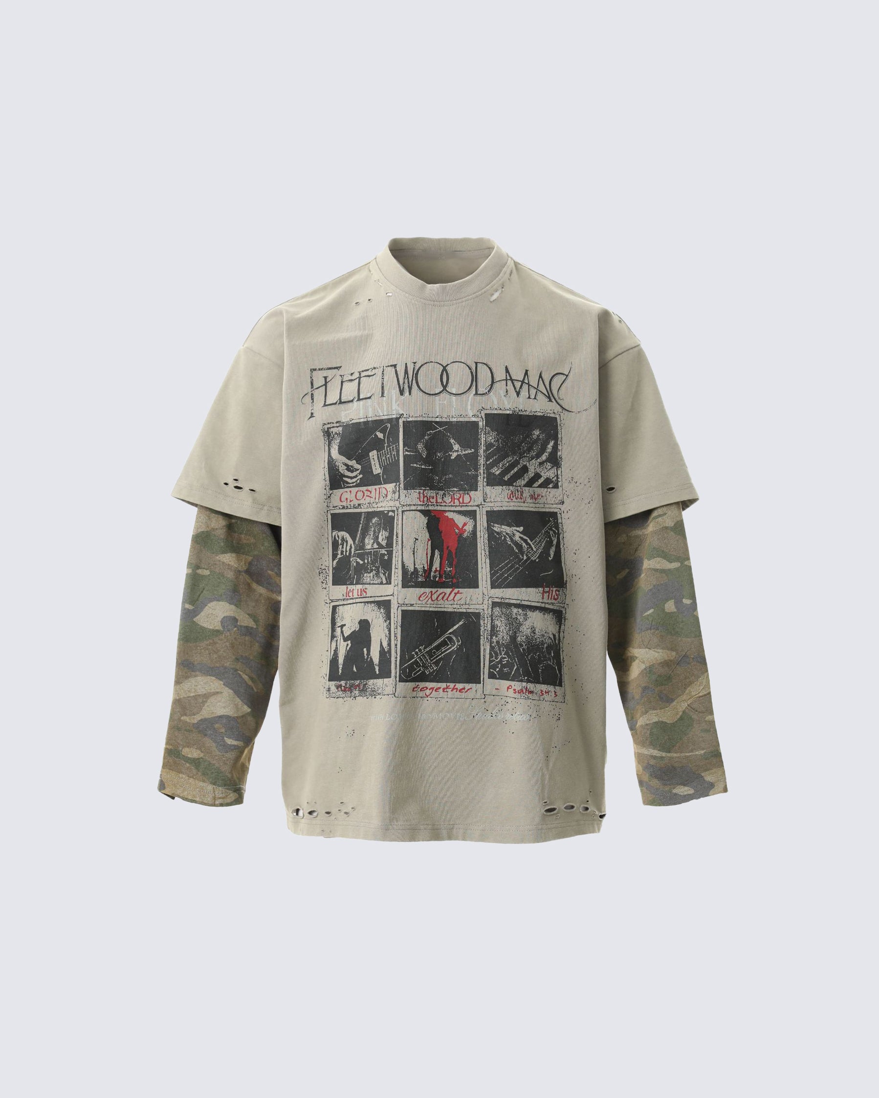 Riyooo Street Layered Camo Tee