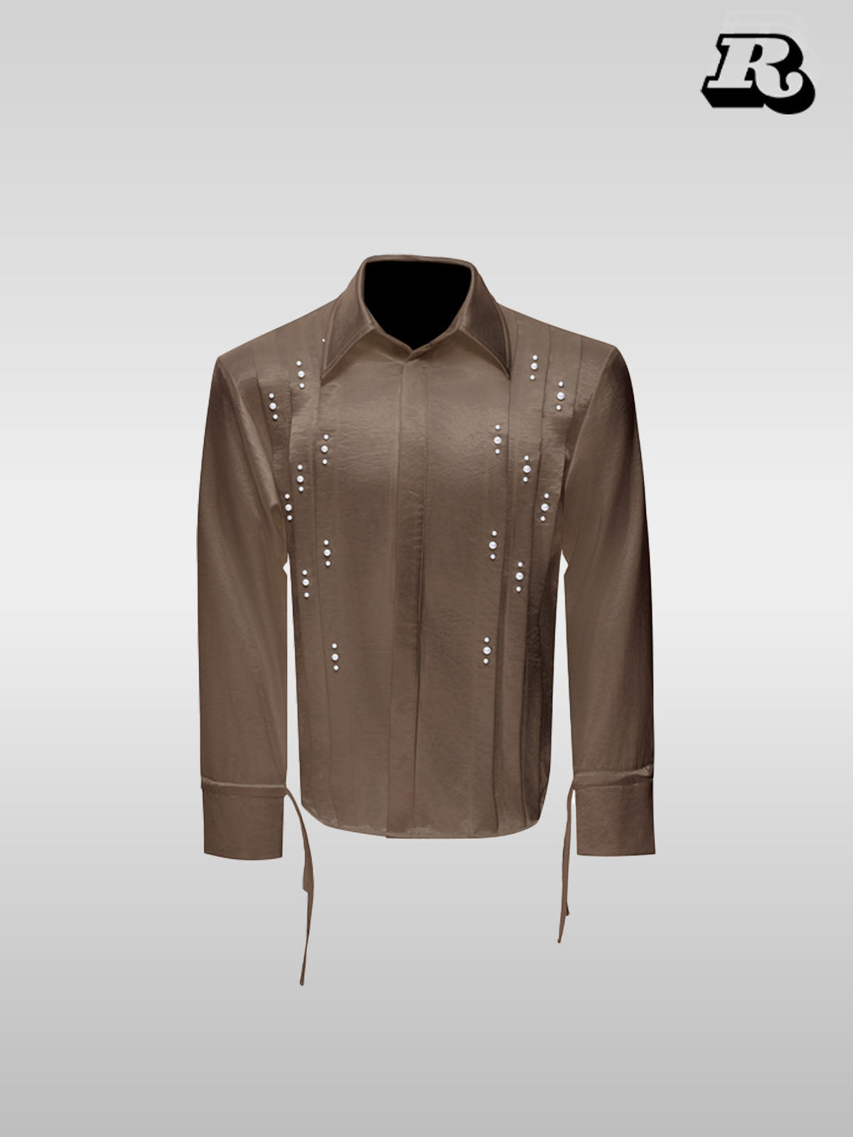 Ribbon Pearl Embellished Shirt - RIYOOO