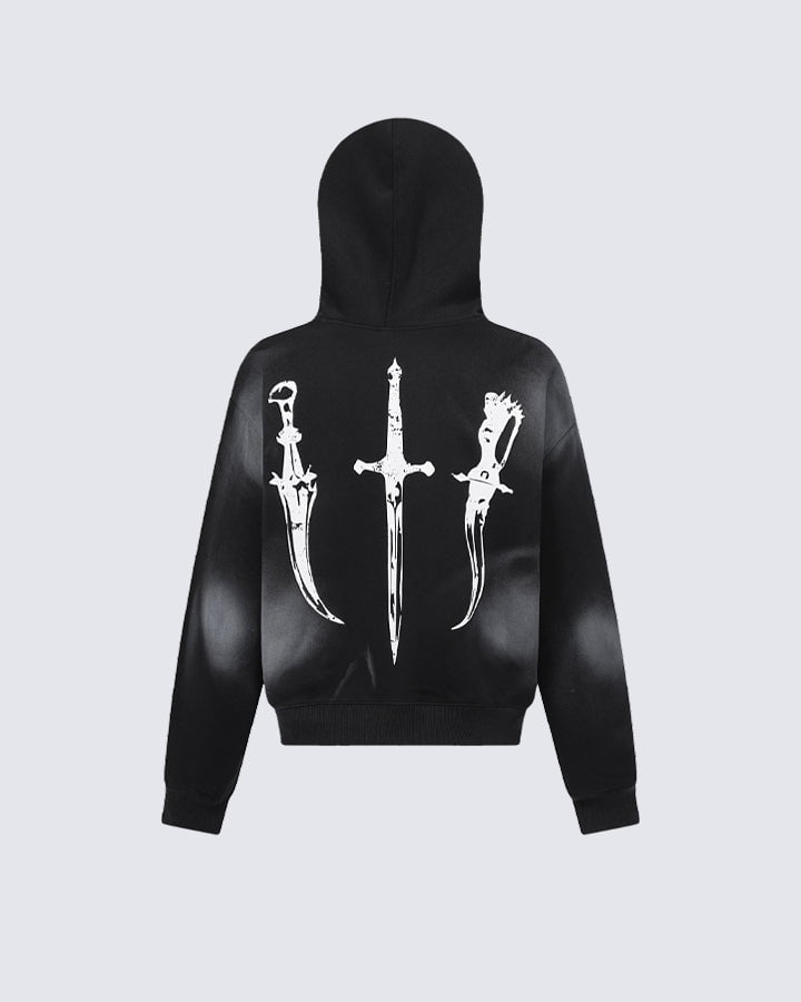 Vintage Zipper Faux Fur Hoodie