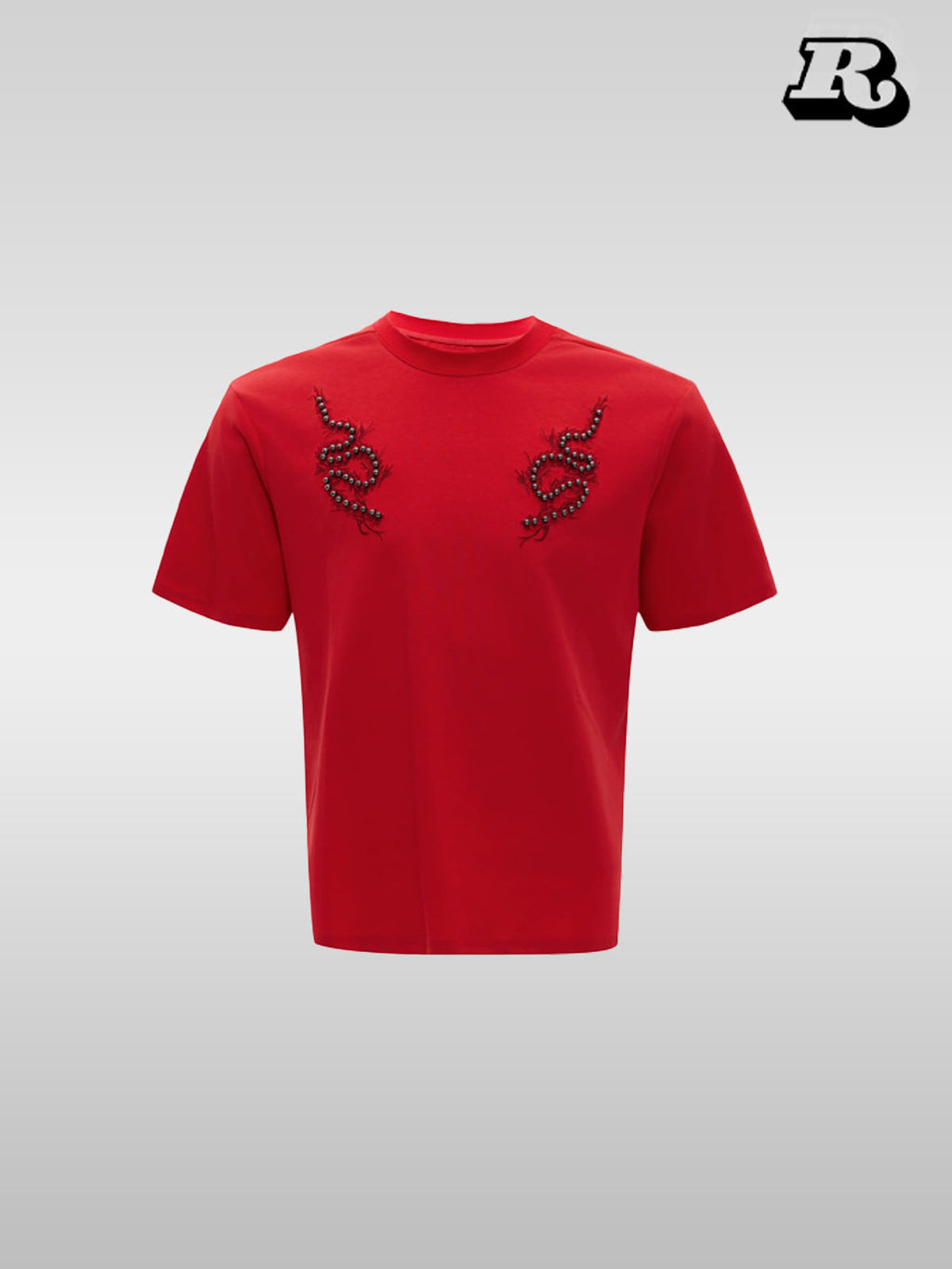 Metal Rivet Spine Slim T-Shirt - RIYOOO