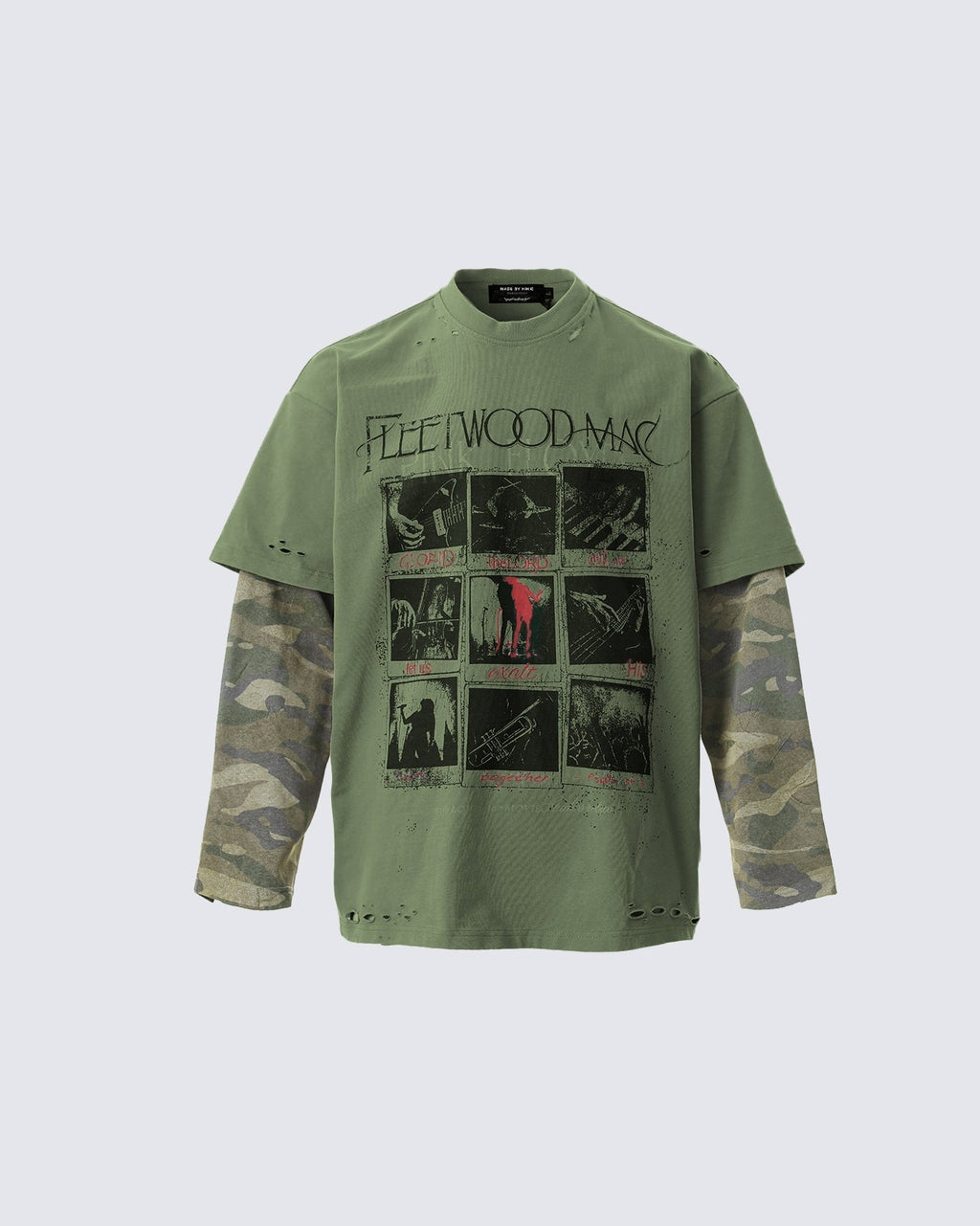 Riyooo Street Layered Camo Tee