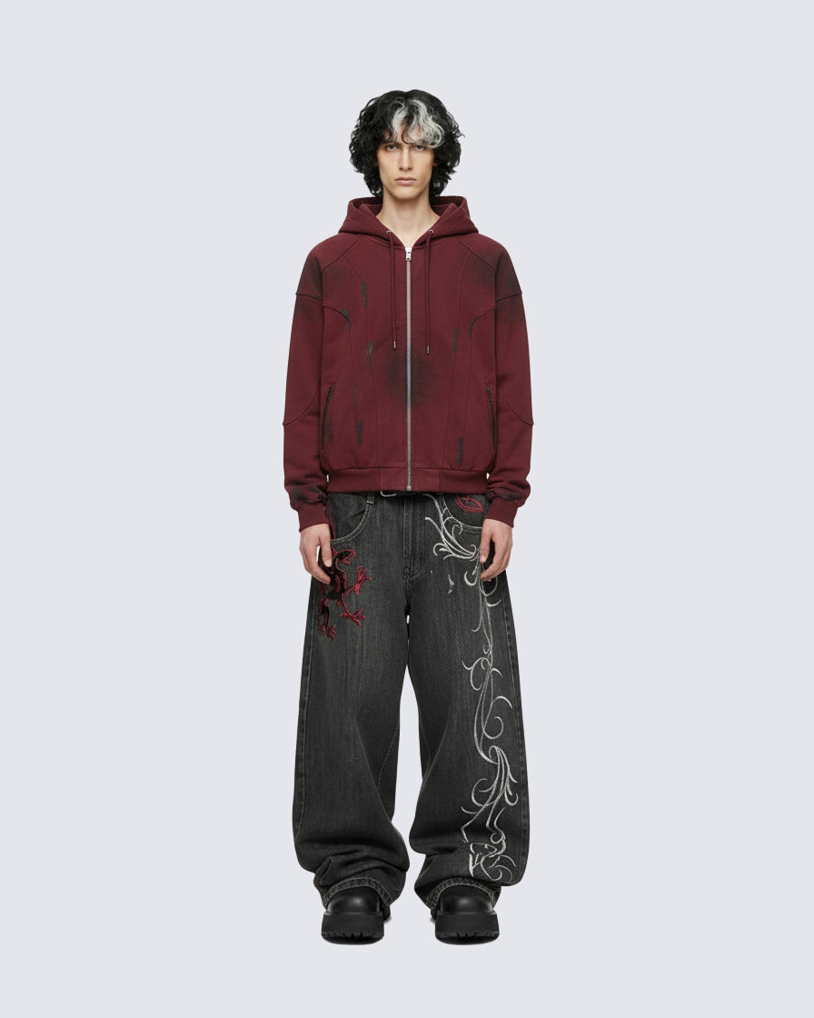 Riyooo Street Dragon Embroidered Denim Pants