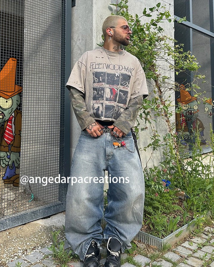 Riyooo Street Layered Camo Tee