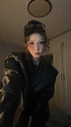 Cyberpunk Black Crop Jacket - RIYOOO